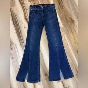 American Eagle Women’s 6 Long 6L Festival Flare Jeans Wide Bell Bottoms (30x33)